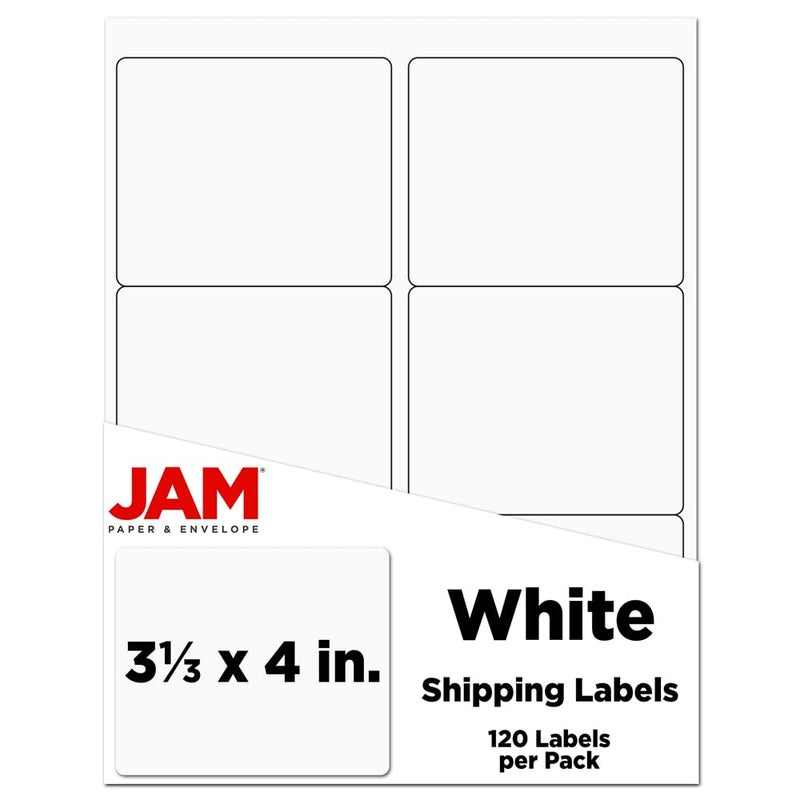 JAM PAPER Shipping Address Labels - Large - 3 1/3 x 4 - White - 120/Pack - Image 1